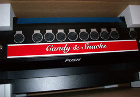 red mechanical snack machine