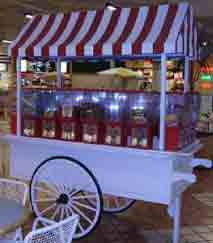 striped cart with northwestern machnes