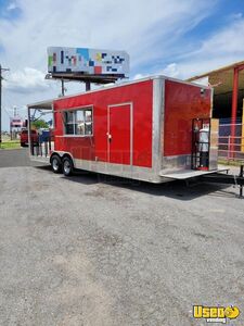 2022 Enclosed And Open Kitchen Food Trailer Diamond Plated Aluminum Flooring Texas for Sale