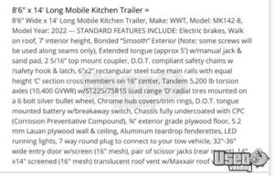 2022 Mk 142-8 Kitchen Food Trailer Exhaust Fan South Carolina for Sale