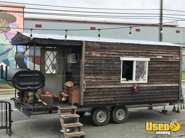 Log Cabin 8 5 X 19 Bbq Concession Trailer With Porch Used